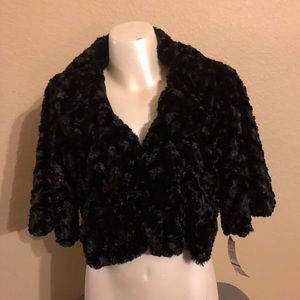 NWT XL Black short sleeve black furry-style jacket